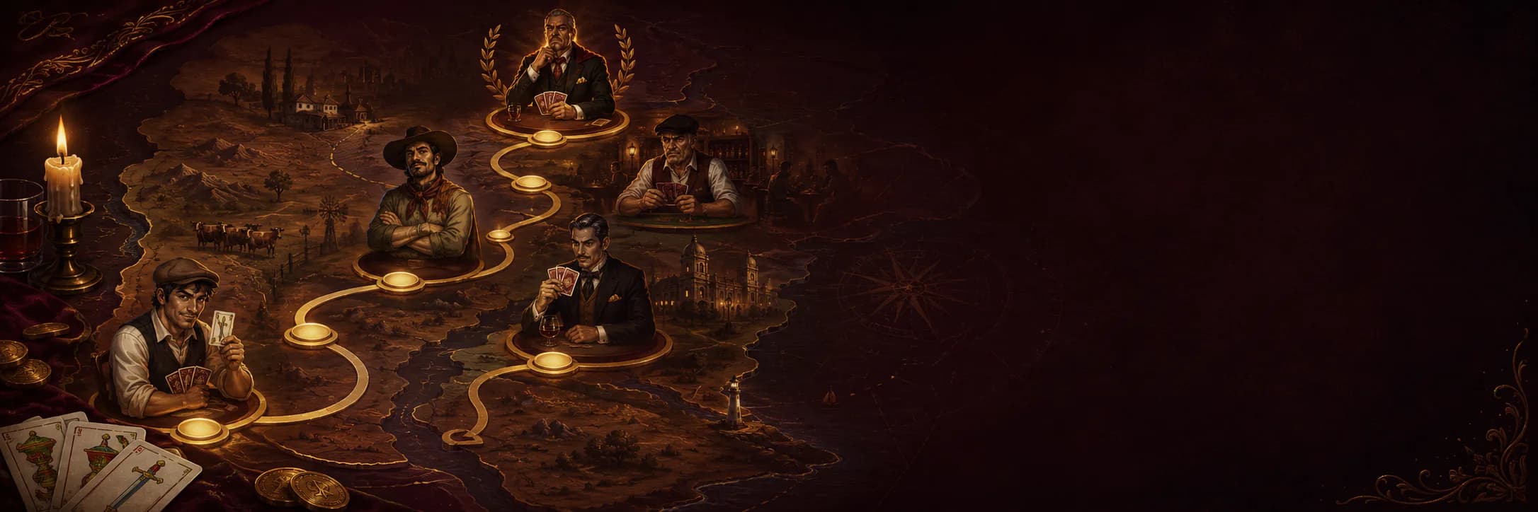 Mapa del Modo Historia de Trucazo con un camino y rivales de dificultad creciente
